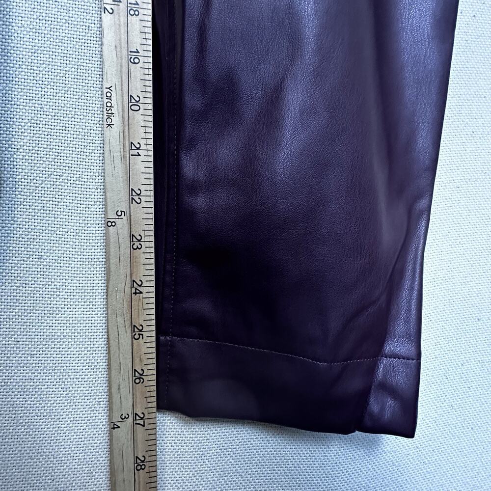 Women's High-Rise Faux Leather Tapered Ankle Pull-On Pants Sz S NWT Burgundy - Picture 7 of 15